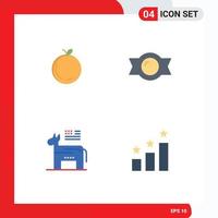 4 Thematic Vector Flat Icons and Editable Symbols of apple symbol bonbon donkey position Editable Vector Design Elements