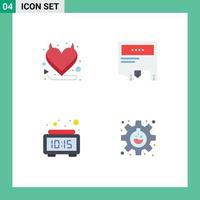 Mobile Interface Flat Icon Set of 4 Pictograms of devil clock ad message time Editable Vector Design Elements