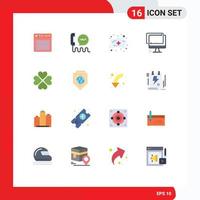 16 iconos creativos, signos y símbolos modernos del dispositivo de PC, monitor de contacto, enfermera, paquete editable de elementos creativos de diseño de vectores. vector