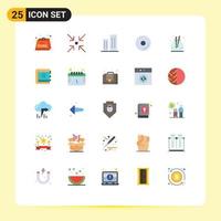 Pictogram Set of 25 Simple Flat Colors of fragrance media architecture cd skyscrapers Editable Vector Design Elements