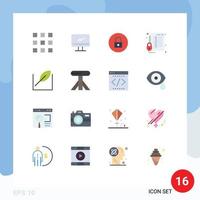 Pack of 16 creative Flat Colors of report protect imac lock media player Editable Pack of Creative Vector Design Elements