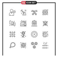 conjunto de 16 iconos de interfaz de usuario modernos signos de símbolos para la herramienta de ceremonia de chat de apoyo elementos de diseño de vectores editables oculares