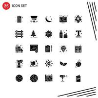 Pictogram Set of 25 Simple Solid Glyphs of bouquet love islam lcd display Editable Vector Design Elements