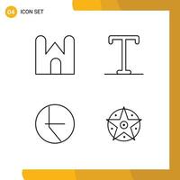 4 Universal Filledline Flat Colors Set for Web and Mobile Applications castle finance fortress semi bold pentacle Editable Vector Design Elements