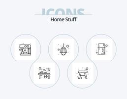 paquete de iconos de línea de cosas para el hogar 5 diseño de iconos. monitor. Chimenea. mezclador. licuadora vector