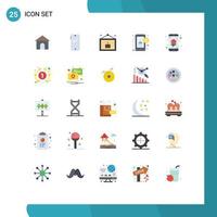 25 User Interface Flat Color Pack of modern Signs and Symbols of domestics money iphone accounting picture Editable Vector Design Elements