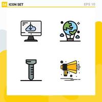 4 User Interface Filledline Flat Color Pack of modern Signs and Symbols of cloud international install balloon spike Editable Vector Design Elements