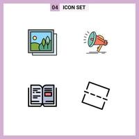 4 Filledline Flat Color concept for Websites Mobile and Apps frame education picture audio text Editable Vector Design Elements
