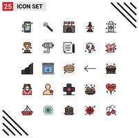 Modern Set of 25 Filled line Flat Colors Pictograph of king game tool chess sports Editable Vector Design Elements