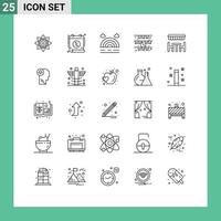 conjunto de 25 iconos de ui modernos símbolos signos para decoración bandera porcentaje luna arco iris elementos de diseño vectorial editables vector