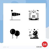 Group of 4 Modern Solid Glyphs Set for air web speed laptop fly Editable Vector Design Elements