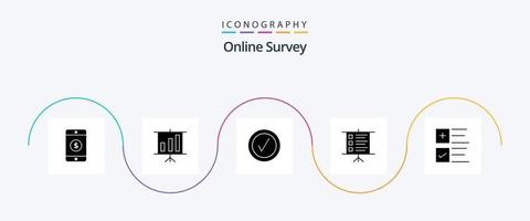 Online Survey Glyph 5 Icon Pack Including text . presentation. text . vector