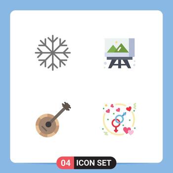 4 concepto de icono plano para sitios web móviles y aplicaciones escarcha música caballete audio compromiso elementos de diseño vectorial editables vector