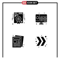 Set of Vector Solid Glyphs on Grid for badge paper web quality computer arrow Editable Vector Design Elements