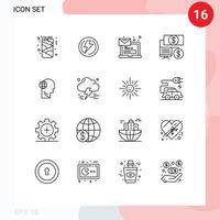 Outline Pack of 16 Universal Symbols of business click power bank message Editable Vector Design Elements