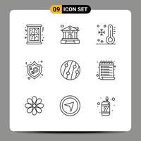 Group of 9 Outlines Signs and Symbols for dandruff protection low law feminism Editable Vector Design Elements