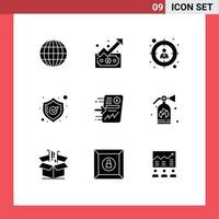 9 Creative Icons Modern Signs and Symbols of chart report search send shopping Editable Vector Design Elements