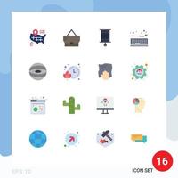 Set of 16 Modern UI Icons Symbols Signs for lotus planet kid jupiter keyboard Editable Pack of Creative Vector Design Elements