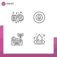 Pictogram Set of 4 Simple Filledline Flat Colors of projector internet ball sport laywer Editable Vector Design Elements