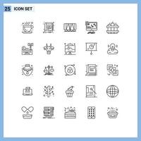Set of 25 Modern UI Icons Symbols Signs for dynamite computer railroad data sync Editable Vector Design Elements