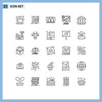 Set of 25 Modern UI Icons Symbols Signs for dynamite computer railroad data sync Editable Vector Design Elements