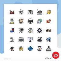 25 Universal Filled line Flat Color Signs Symbols of droop shopping apartment e commerce cart Editable Vector Design Elements