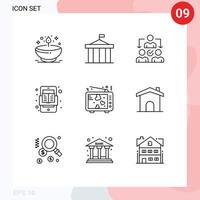 9 Universal Outline Signs Symbols of read mobile court book delegating Editable Vector Design Elements