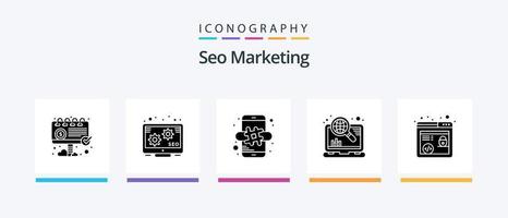 Seo Marketing Glyph 5 Icon Pack Including browser seo. http. marketing. seo. marketing. Creative Icons Design vector