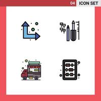 Set of 4 Modern UI Icons Symbols Signs for arrow truck reapair equipment abacus Editable Vector Design Elements