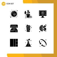 Solid Glyph Pack of 9 Universal Symbols of fitness call profit watch surveillance Editable Vector Design Elements