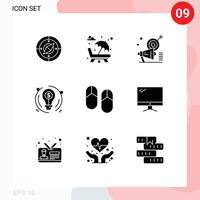 Modern Set of 9 Solid Glyphs and symbols such as dollar business valentines day bulb target Editable Vector Design Elements