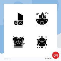 Group of 4 Solid Glyphs Signs and Symbols for baywatch headquarter rescue business brazilian Editable Vector Design Elements