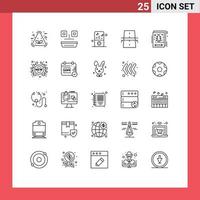 Stock Vector Icon Pack of 25 Line Signs and Symbols for card grid ipod creative bridge Editable Vector Design Elements
