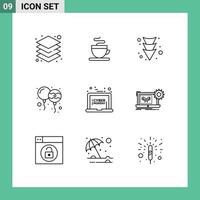 9 Thematic Vector Outlines and Editable Symbols of monday sale down laptop holi Editable Vector Design Elements