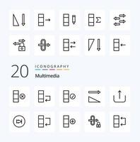 20 Multimedia Line icon Pack like edit column data export column vector