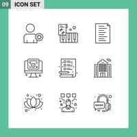 9 Creative Icons Modern Signs and Symbols of building file website process insurance Editable Vector Design Elements