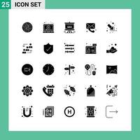 Pack of 25 creative Solid Glyphs of medical analytics laptop seo presentation Editable Vector Design Elements