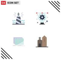 4 Universal Flat Icons Set for Web and Mobile Applications pen design nib bulb layout Editable Vector Design Elements