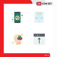 Group of 4 Flat Icons Signs and Symbols for application creativity phone shirt innovation Editable Vector Design Elements