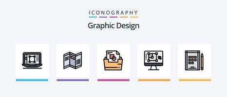 Graphic Design Line Filled 5 Icon Pack Including decrease . presentation . success. layout. Creative Icons Design vector