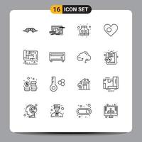 16 User Interface Outline Pack of modern Signs and Symbols of flag bangladesh design bangla safety Editable Vector Design Elements