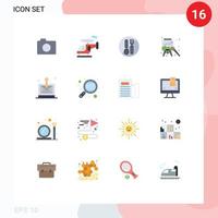 paquete de 16 signos y símbolos modernos de colores planos para medios de impresión web como pintura de correo sin caballete artístico paquete editable de elementos de diseño de vectores creativos
