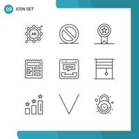 Set of 9 Commercial Outlines pack for help communication ribbon center ui Editable Vector Design Elements