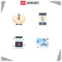 Editable Vector Line Pack of 4 Simple Flat Icons of agriculture care give communications hospital Editable Vector Design Elements