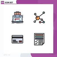 4 Creative Icons Modern Signs and Symbols of business genetic data biochemistry credit card Editable Vector Design Elements