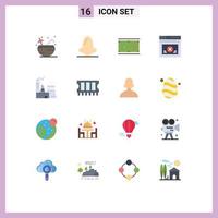 Pack of 16 creative Flat Colors of website secure nose page pocket Editable Pack of Creative Vector Design Elements
