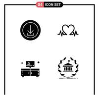 Solid Glyph Pack of 4 Universal Symbols of apps cabinet store love stand Editable Vector Design Elements