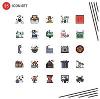 Mobile Interface Filled line Flat Color Set of 25 Pictograms of viral human toolkit host costume Editable Vector Design Elements