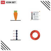 Set of 4 Vector Flat Icons on Grid for carrot auto online learning transmission Editable Vector Design Elements