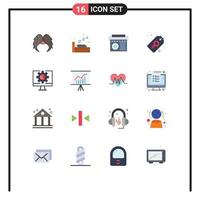 16 Universal Flat Colors Set for Web and Mobile Applications internet women sign device tag label Editable Pack of Creative Vector Design Elements